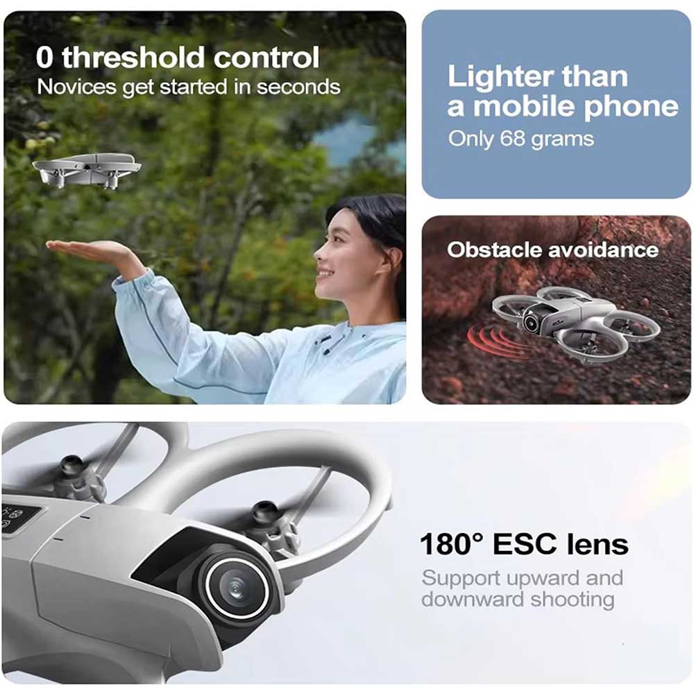 GT3 Mini Drone 68g with Dual Cameras, 180° ESC Lens, Optical Flow Hovering & Obstacle Avoidance 8 GT3 Mini Drone 68g with Dual Cameras, 180° ESC Lens, Optical Flow Hovering & Obstacle Avoidance - Image 8
