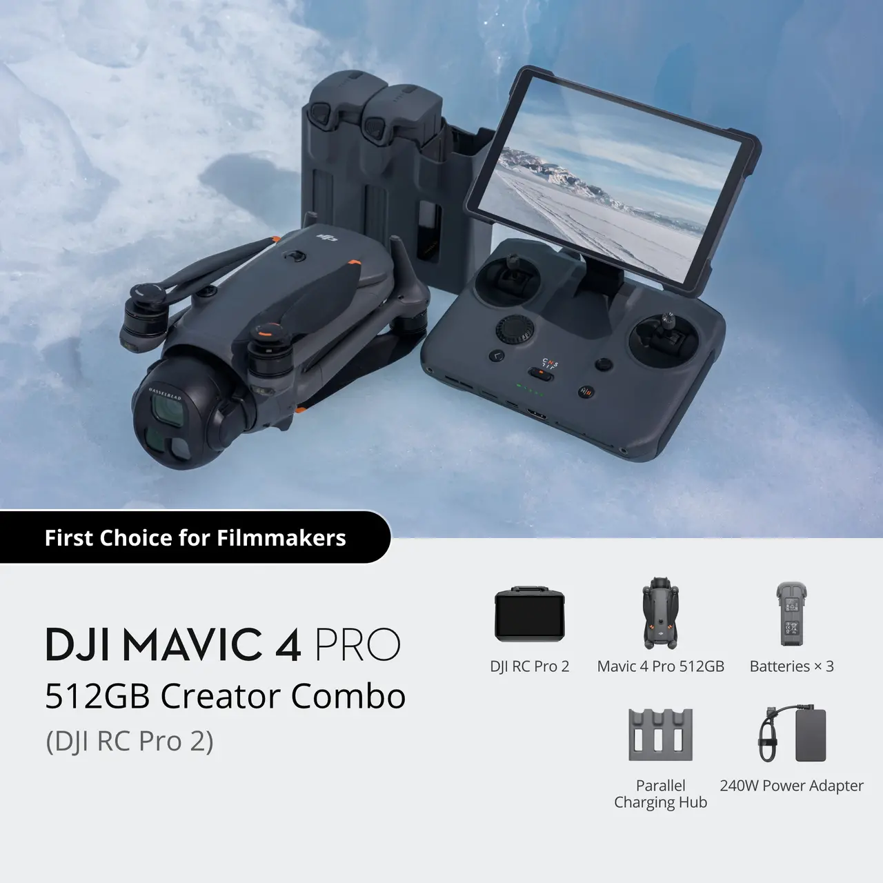 DJI Mavic 4 Pro Drone 512GB Creator Combo (DJI RC Pro 2) 1 DJI Mavic 4 Pro Creator Combo RC Pro 2 professional drone